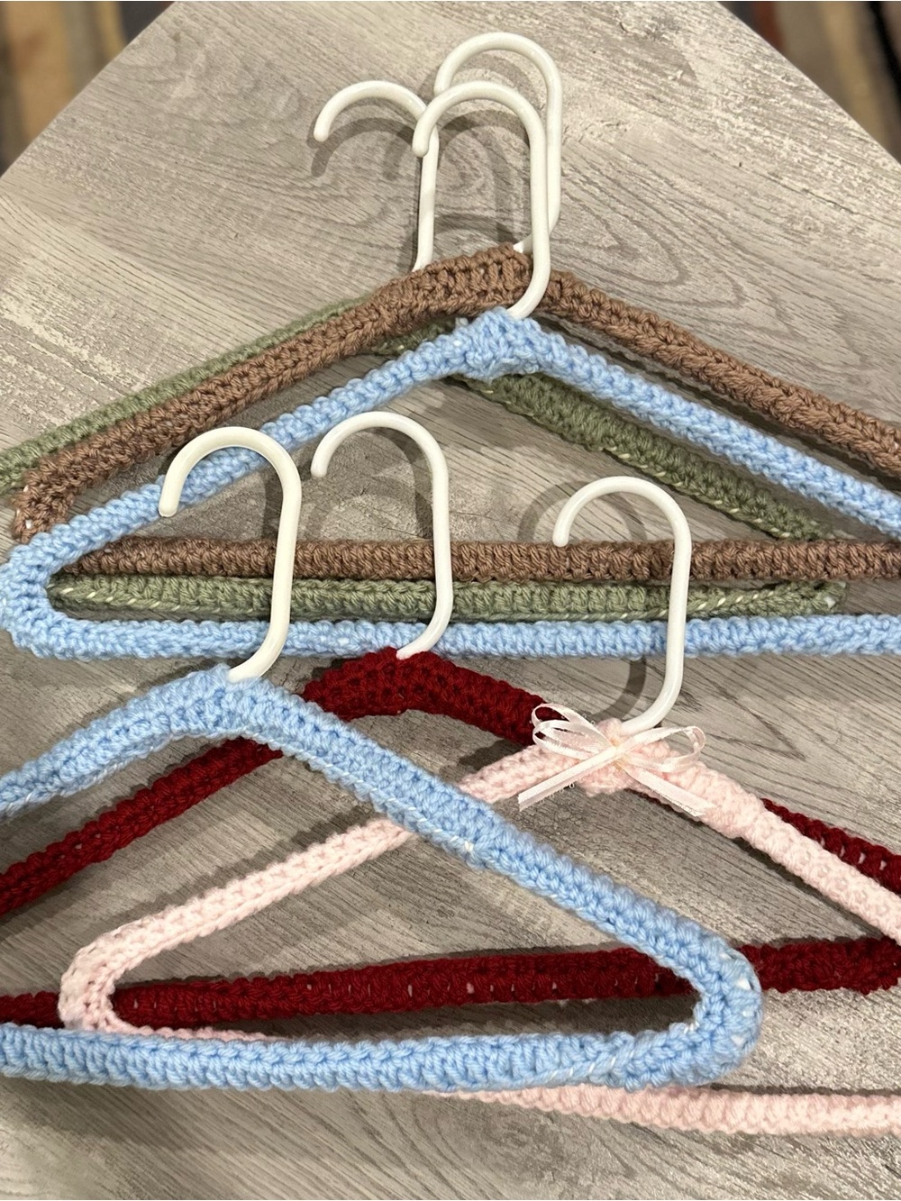 Handmade Crocheted Multi-Color Hangers - Set of 6